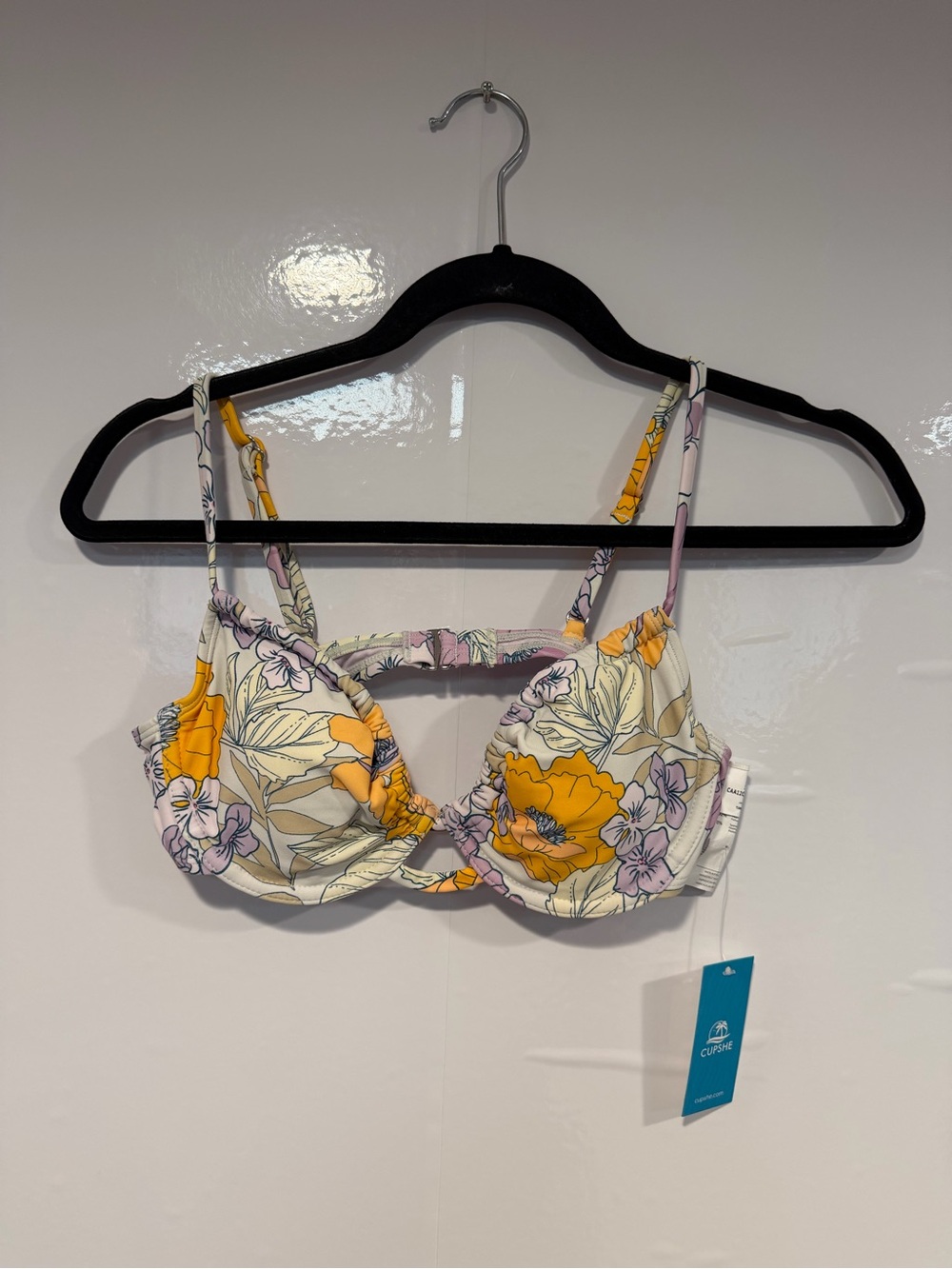 NWT Cupshe Floral Underwire Bikini Top - White & Yellow